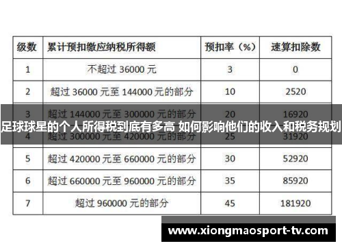 足球球星的个人所得税到底有多高 如何影响他们的收入和税务规划